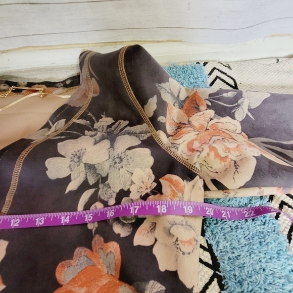 T TAHARI FAUX SUEDE FLORAL OPEN DRAPE JACKET, SZ SMALL - Picture 14 of 16